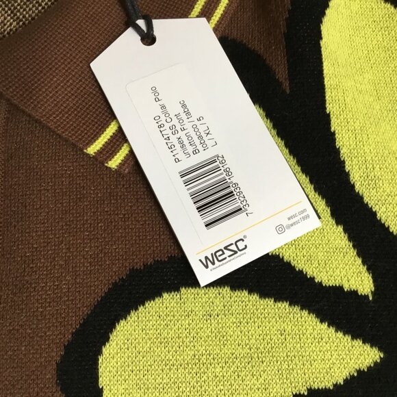 WESC Oversized Women Polo Collar Daisy Cardigan Shirt Brown Green Flowers XL NWT - Picture 10 of 10